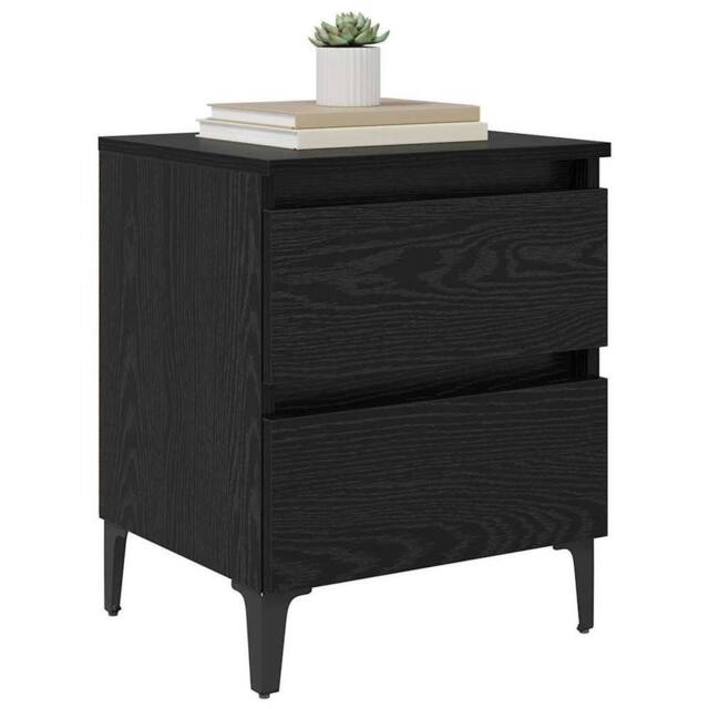 Berkfield Home Sleek Bed Cabinets 2 pcs Black Oak 40x35x50 cm Engineered Wood - Size: 40 x 35 x 50 cm - image 1