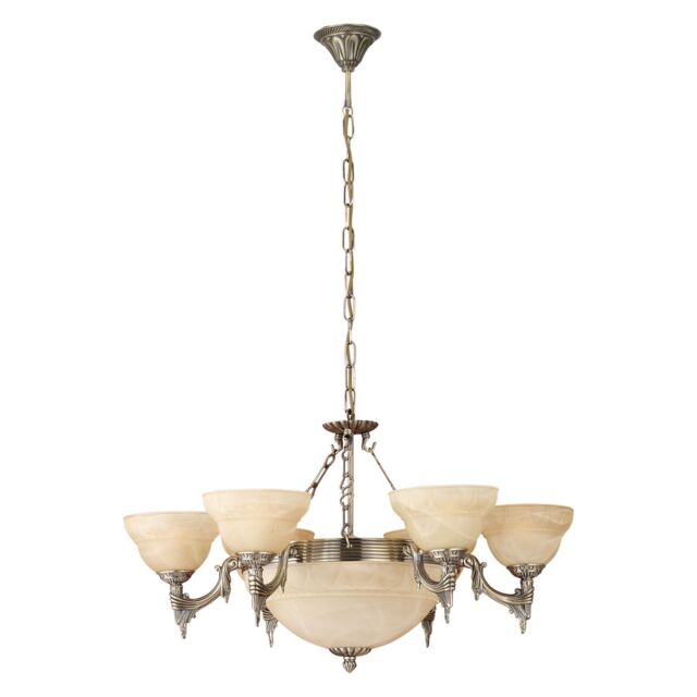 Loops Pendant Light Colour Bronzed Shade Champagne Glass Alabaster Bulb E14 9x60W in Clear - image 1
