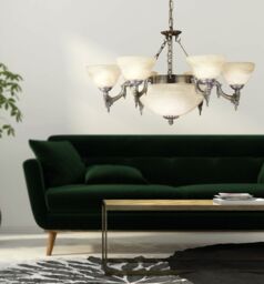 Loops Pendant Light Colour Bronzed Shade Champagne Glass Alabaster Bulb E14 9x60W in Clear - thumbnail 3