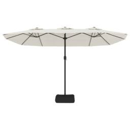 Berkfield Home Double-Head Parasol Sand White 449x245 cm - thumbnail 4