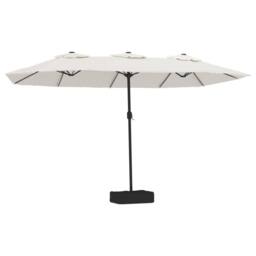 Berkfield Home Double-Head Parasol Sand White 449x245 cm - thumbnail 2