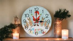 Netagon Christmas Reindeer & Santa Design Festive Battery Operated Wall Clock in Red - thumbnail 5