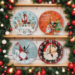 Netagon Christmas Reindeer & Santa Design Festive Battery Operated Wall Clock in Red - thumbnail 3