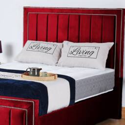 UK Bed Furniture Fiona Slatted Base Upholstered Bed with 48 Inch Headboard in Maroon - Size: Small Double - thumbnail 2
