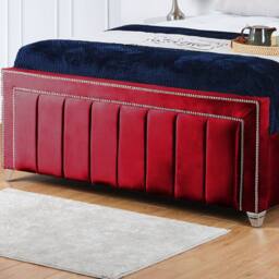 UK Bed Furniture Fiona Slatted Base Upholstered Bed with 48 Inch Headboard in Maroon - Size: Small Double - thumbnail 3