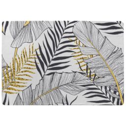 Benjamin Tate Design Gold & Black Leaves Rug in Natural - Size: Large - thumbnail 1