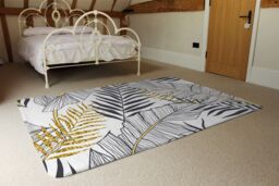Benjamin Tate Design Gold & Black Leaves Rug in Natural - Size: Large - thumbnail 3