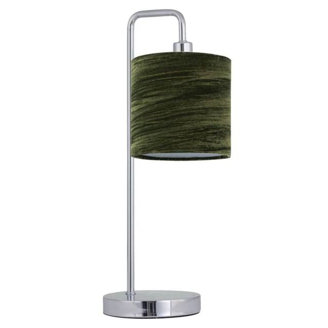 First Choice Lighting Chrome Arched Table Lamp with Green Crushed Velvet Shade in Silver - image 1