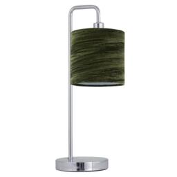 First Choice Lighting Chrome Arched Table Lamp with Green Crushed Velvet Shade in Silver
