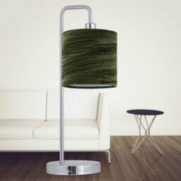 First Choice Lighting Chrome Arched Table Lamp with Green Crushed Velvet Shade in Silver - thumbnail 4