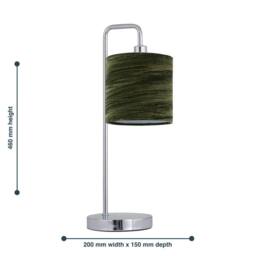 First Choice Lighting Chrome Arched Table Lamp with Green Crushed Velvet Shade in Silver - thumbnail 6