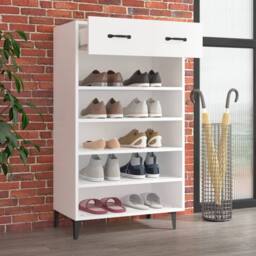 Berkfield Home Shoe Cabinet White 60x35x105 cm Engineered Wood - Size: 60 x 35 x 105 cm - thumbnail 1