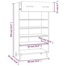 Berkfield Home Shoe Cabinet White 60x35x105 cm Engineered Wood - Size: 60 x 35 x 105 cm - thumbnail 9