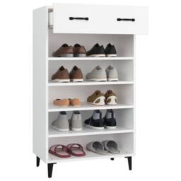 Berkfield Home Shoe Cabinet White 60x35x105 cm Engineered Wood - Size: 60 x 35 x 105 cm - thumbnail 4