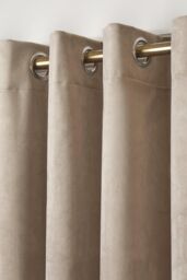 Laurence Llewelyn-Bowen Montrose' Velvet Blackout-Coated Pair of Eyelet Curtains in Natural - Size: 117 cm width x 137 cm drop - thumbnail 2