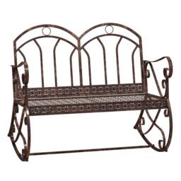 OUTSUNNY Rocking Chair Swing Bench Loveseat Metal Bronze Garden Outdoor - thumbnail 2
