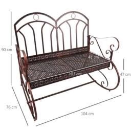 OUTSUNNY Rocking Chair Swing Bench Loveseat Metal Bronze Garden Outdoor - thumbnail 3