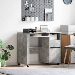 Berkfield Home Concrete Grey Computer Desk Concrete grey Particle board Medium - thumbnail 2