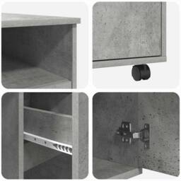 Berkfield Home Concrete Grey Computer Desk Concrete grey Particle board Medium - thumbnail 9
