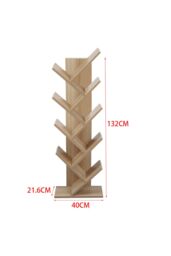 Living and Home 9-Tier Rustic Standing Tree Bookshelf Wood Display Rack in Brown - thumbnail 4