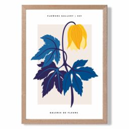 ARTZE Abstract Yellow & Blue Tulip Flower Market Gallery Framed Print SIZE: A3 with Oak Frame - Size: A4