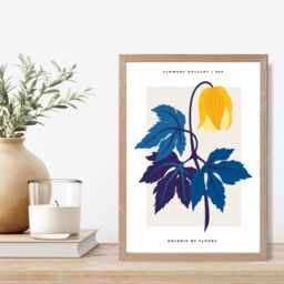 ARTZE Abstract Yellow & Blue Tulip Flower Market Gallery Framed Print SIZE: A3 with Oak Frame - Size: A4 - thumbnail 2
