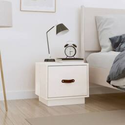 Berkfield Home Bedside Cabinet White 40x34x35 cm Solid Wood Pine - Size: 40 x 34 x 35 cm - thumbnail 2