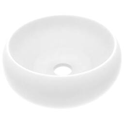 Berkfield Home Luxury Wash Basin Round Matt White 40x15 cm Ceramic - thumbnail 3