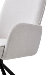 Living and Home Linen Modern Swivel Chair with Black Legs in White - thumbnail 8