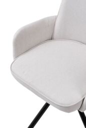 Living and Home Linen Modern Swivel Chair with Black Legs in White - thumbnail 7