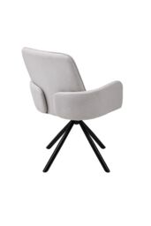 Living and Home Linen Modern Swivel Chair with Black Legs in White - thumbnail 3