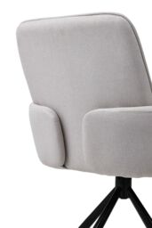 Living and Home Linen Modern Swivel Chair with Black Legs in White - thumbnail 9