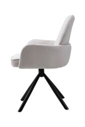 Living and Home Linen Modern Swivel Chair with Black Legs in White - thumbnail 4