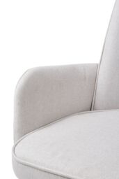 Living and Home Linen Modern Swivel Chair with Black Legs in White - thumbnail 6
