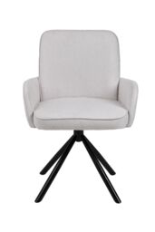 Living and Home Linen Modern Swivel Chair with Black Legs in White - thumbnail 5