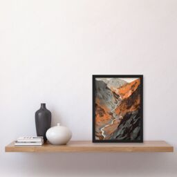 Artery8 Scaffel Pike Hiking Trail Rocky Mountain Landscape Artwork Framed Wall Art Print A4 in Black - thumbnail 2