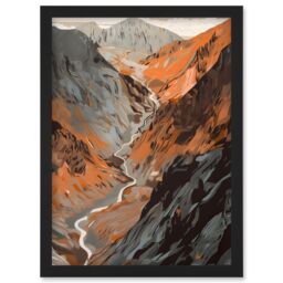 Artery8 Scaffel Pike Hiking Trail Rocky Mountain Landscape Artwork Framed Wall Art Print A4 in Black - thumbnail 1