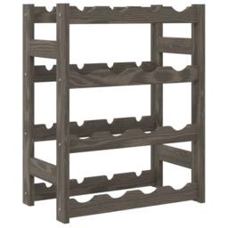 Berkfield Home Wine Rack for 16 Bottles Grey Solid Wood Pine - thumbnail 5