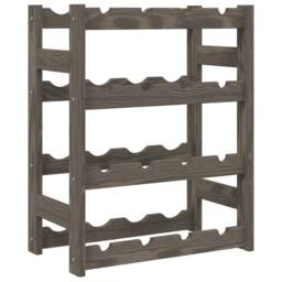 Berkfield Home Wine Rack for 16 Bottles Grey Solid Wood Pine - thumbnail 3