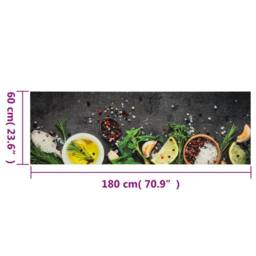 Berkfield Home Kitchen Rug Washable Spices 60x180 cm Velvet in Grey - thumbnail 5