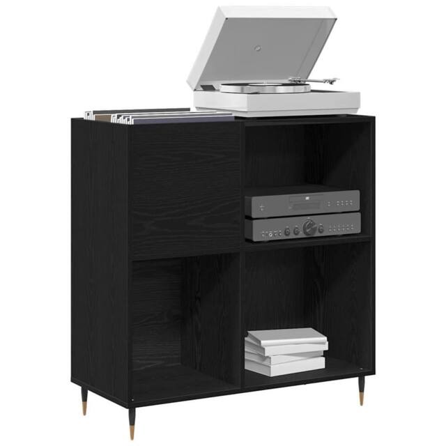 Berkfield Home Record Cabinet Black Oak 84, 5x38x89 cm Engineered Wood - Size: 5 x 38 x 89 cm - image 1