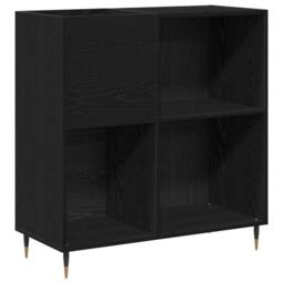 Berkfield Home Record Cabinet Black Oak 84, 5x38x89 cm Engineered Wood - Size: 5 x 38 x 89 cm - thumbnail 3