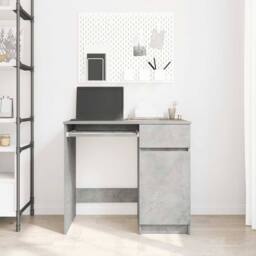 Berkfield Home Desk Concrete Grey 86x49x76 cm Engineered Wood - Size: 86 x 49 x 76 cm - thumbnail 3