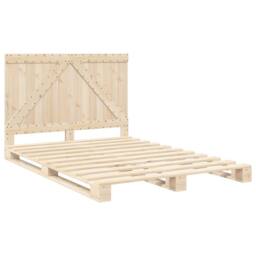 Berkfield Home Bed Frame without Mattress with Headboard 140x200 cm Solid Wood in Natural - thumbnail 3