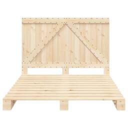 Berkfield Home Bed Frame without Mattress with Headboard 140x200 cm Solid Wood in Natural - thumbnail 5