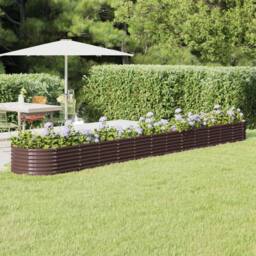 Berkfield Home Garden Raised Bed Powder-coated Steel 512x80x36 cm Brown - Size: 512 x 80 x 36 cm - thumbnail 2