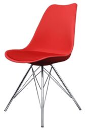 Fusion Living Soho Plastic Dining Chair with Chrome Metal Legs in Red - thumbnail 2