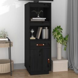 Berkfield Home Highboard Black 34x40x108, 5 cm Solid Wood Pine - thumbnail 1