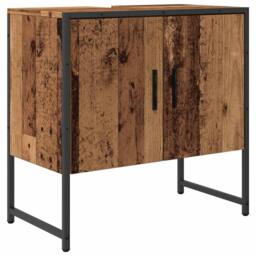 Berkfield Home Sturdy Bathroom Sink Cabinet Old Wood 60x33x60 cm Engineered Wood in Brown - Size: 60 x 33 x 60 cm - thumbnail 3
