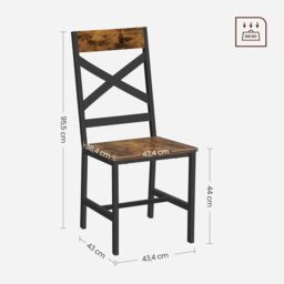 VASAGLE Ergonomic Industrial Dining Chairs Set of 2 Steel Frame in Brown - thumbnail 3